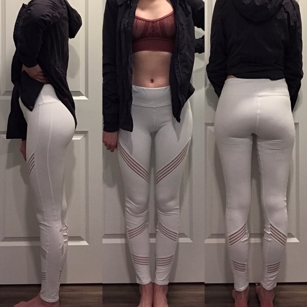 Alo Yoga White Mesh Leggings Size Medium